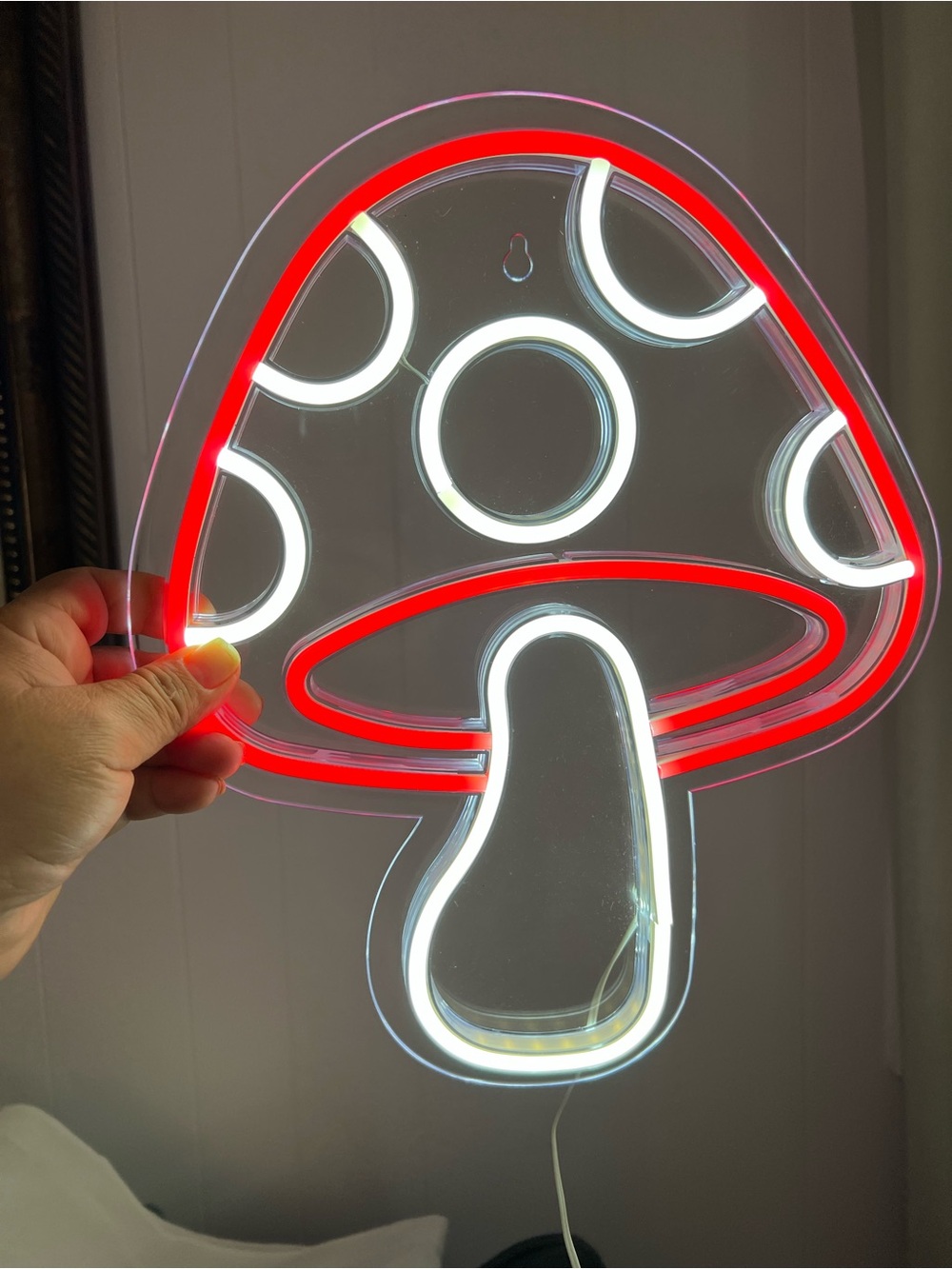 Red & White Mushroom Neon Wall Art - Decorative LED Sign